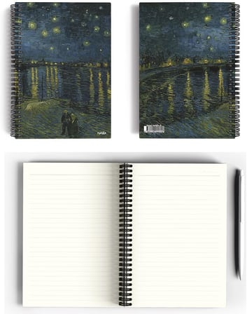 Vincent Van Gogh/Starry Night Over the Rhone,1888 | Spiralli Defter 24 | A5 | Çizgili | 100 Syf |Okul (Düz)