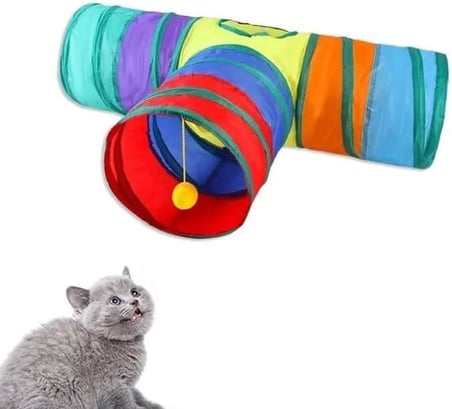 TİNEKE T Kedi Tüneli Katlanır Gökkuşağı Uzun Kedi Köpek Oyun Tüneli Evcil Hayvan Oyun Tüneli