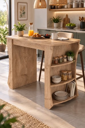 SuloraHome Raflı Çok Amaçlı Mutfak Adası ve Kahvaltı Masası 120x60 cm