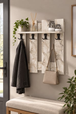 SuloraHome Beyaz Country Duvar Askılığı ve Raf Sistemi 60 cm