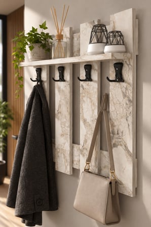 SuloraHome Beyaz Country Duvar Askılığı ve Raf Sistemi 60 cm