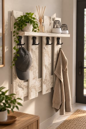 SuloraHome Beyaz Country Duvar Askılığı ve Raf Sistemi 60 cm