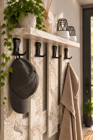 SuloraHome Beyaz Country Duvar Askılığı ve Raf Sistemi 60 cm