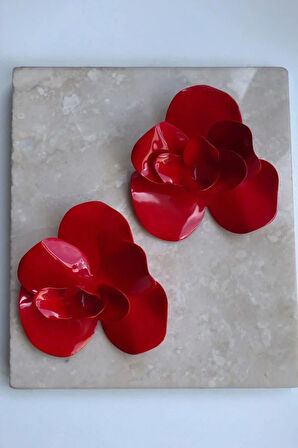 Kırmızı Gül Model Küpe