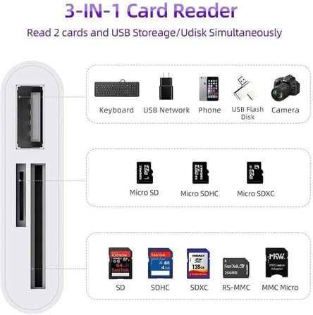 Lunatic 3252 Usb Type C To Sd Microsd Tf Kart Okuyucu Usb 3in1 Çevirici Dönüştürücü Adaptör
