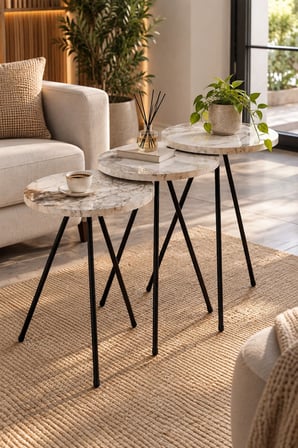 SuloraHome Zigon Sehpa Takımı - Beyaz