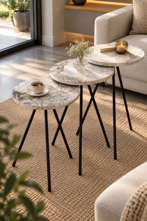 SuloraHome Zigon Sehpa Takımı - Beyaz