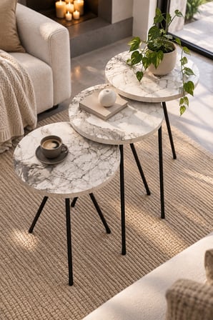 SuloraHome Zigon Sehpa Takımı - Beyaz