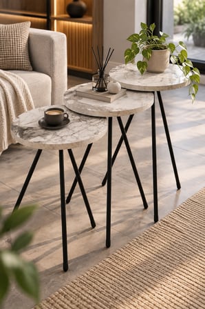 SuloraHome Zigon Sehpa Takımı - Beyaz