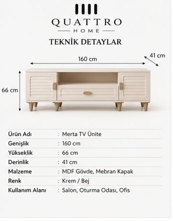 MERTA TV ÜNİTESİ KREM-BEJ