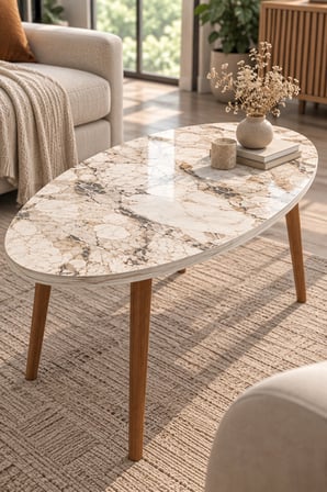 SuloraHome Orta Sehpa Torna Ayak Elips Formuyla Modern Tasarım