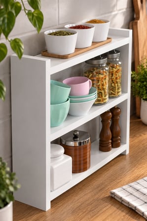 SuloraHome 3 Raflı Beyaz Tezgah Üstü Düzenleyici Raf