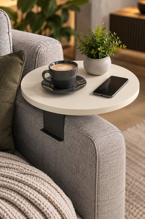 SuloraHome Ayarlanabilir Koltuk Yanı Sehpa Krem Bej