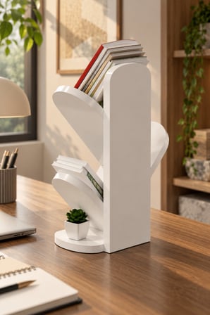 SuloraHome Beyaz Masa Üstü Kitaplık ve Düzenleyici