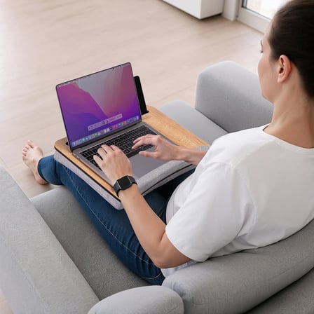 -Ls014 Minderli Laptop Sehpası (Meşe Gri)