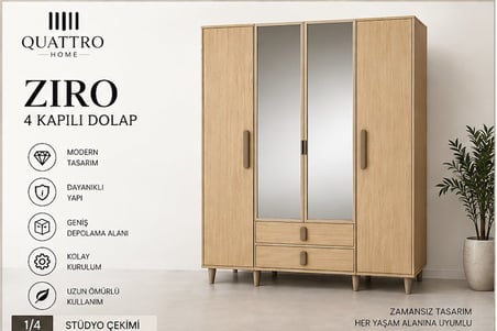 ZIRO 4 KAPAKLI DOLAP