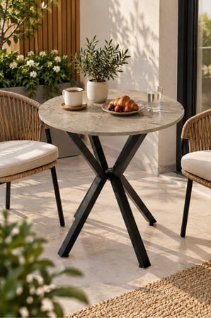 SuloraHome Yuvarlak Mutfak Masası 70 cm Çap Metal Ayaklı Modern Tasarım