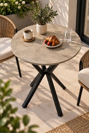 SuloraHome Yuvarlak Mutfak Masası 70 cm Çap Metal Ayaklı Modern Tasarım