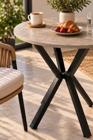 SuloraHome Yuvarlak Mutfak Masası 70 cm Çap Metal Ayaklı Modern Tasarım