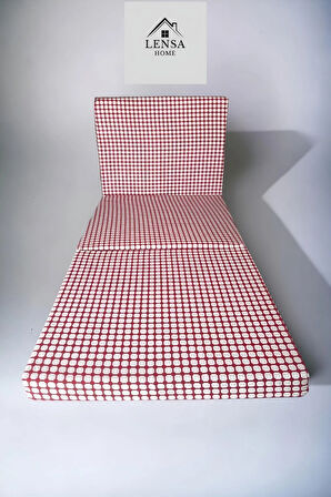 Sünger Yer Yatağı - Katlanır Minder Yatak (80X180CM KALINLIK 8CM) Akustik Beyaz Kırmızı