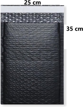 Patpat Balonlu Kargo Poşeti, Bantlı Siyah E Ticaret Poşeti 25 Adet, 25X35+5