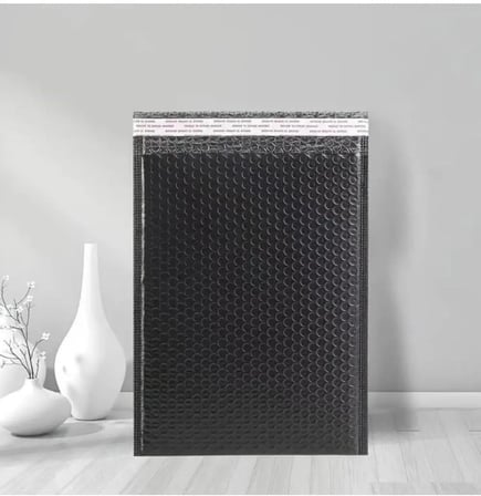 Patpat Balonlu Kargo Poşeti, Bantlı Siyah E Ticaret Poşeti 25 Adet, 25X35+5