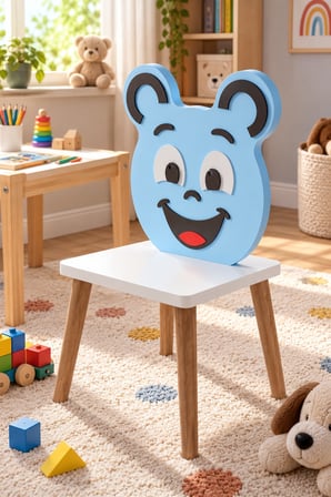 SuloraHome Mavi Happy Face Figürlü Çocuk Sandalyesi