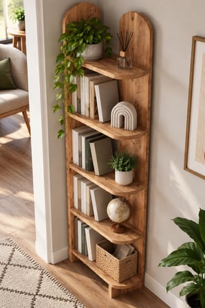 SuloraHome 5 Raflı Dekoratif Kitaplık ve Çok Amaçlı Raf Ünitesi