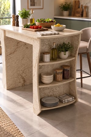 SuloraHome Mutfak Adası ve Kahvaltı Masası Raflı Çok Amaçlı Masa 120x60 cm