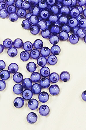 Yuvarlak Boncuk İçten Boncuklu Bileklik Çanta Boncuğu 8 mm 50 gr Eflatun - BNC472