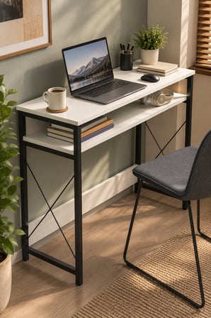 SuloraHome Beyaz Suntalam Çalışma Masası ve Bilgisayar Masası 90 cm