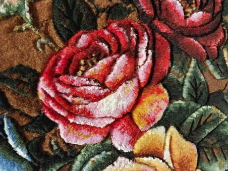 İran El Dokuması Gül Vazo Temalı Tablo Halı 36x53cm