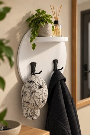 SuloraHome Beyaz Duvar Askılığı ve Mini Raf Ünitesi