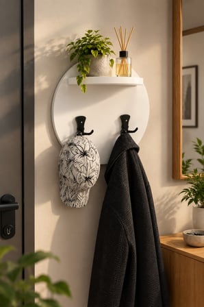 SuloraHome Beyaz Duvar Askılığı ve Mini Raf Ünitesi