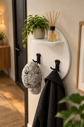 SuloraHome Beyaz Duvar Askılığı ve Mini Raf Ünitesi