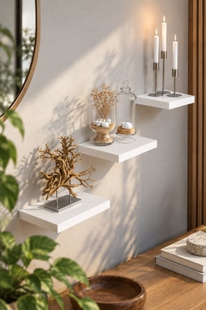 SuloraHome 3'lü Kare Beyaz Duvar Rafı Seti