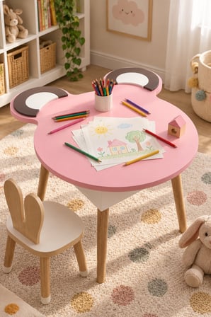 SuloraHome Pembe Çocuk Oyun ve Aktivite Masası