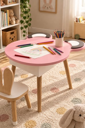 SuloraHome Pembe Çocuk Oyun ve Aktivite Masası