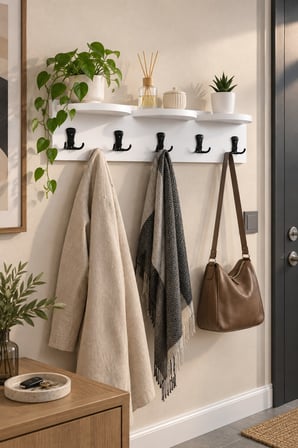 SuloraHome 5'li Duvar Askılığı ve Raf Sistemi Beyaz 80 cm
