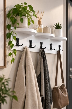 SuloraHome 5'li Duvar Askılığı ve Raf Sistemi Beyaz 80 cm