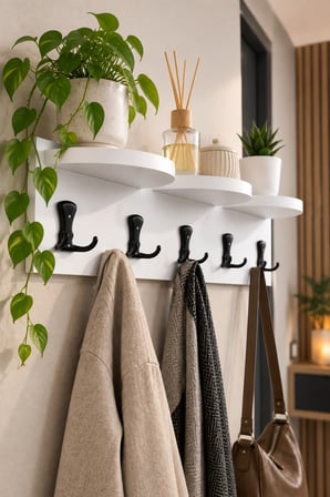 SuloraHome 5'li Duvar Askılığı ve Raf Sistemi Beyaz 80 cm