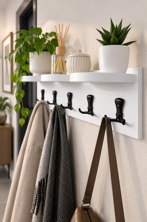 SuloraHome 5'li Duvar Askılığı ve Raf Sistemi Beyaz 80 cm