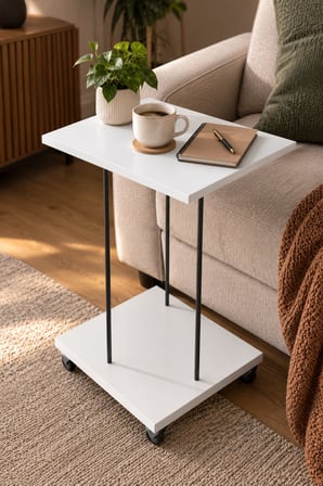 SuloraHome Tekerlekli Laptop ve Servis Sehpası Beyaz