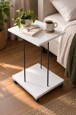 SuloraHome Tekerlekli Laptop ve Servis Sehpası Beyaz