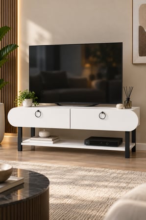 SuloraHome Beyaz TV Ünitesi 110 cm Genişlikte Modern Tasarım