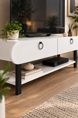 SuloraHome Beyaz TV Ünitesi 110 cm Genişlikte Modern Tasarım