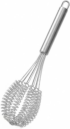Helezon Yaylı Çırpıcı – 304 Paslanmaz Çelik Makarna Çırpıcı &amp; Çırpma Teli, Yaylı Spiral Tasarım, Kıvamlı Yumurta, Krema, Pasta ve Hamur Çırpma, Dayanıklı Profesyonel Mutfak Gereci