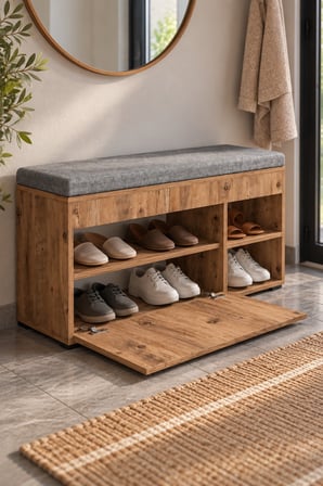 SuloraHome Minderli Ayakkabılık ve Bench Dolap - Atlantik Çam