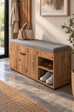 SuloraHome Minderli Ayakkabılık ve Bench Dolap - Atlantik Çam