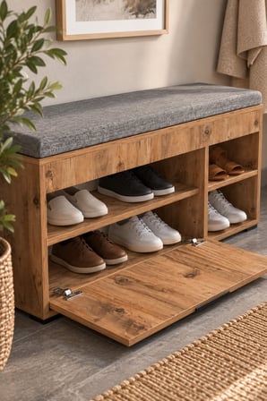SuloraHome Minderli Ayakkabılık ve Bench Dolap - Atlantik Çam